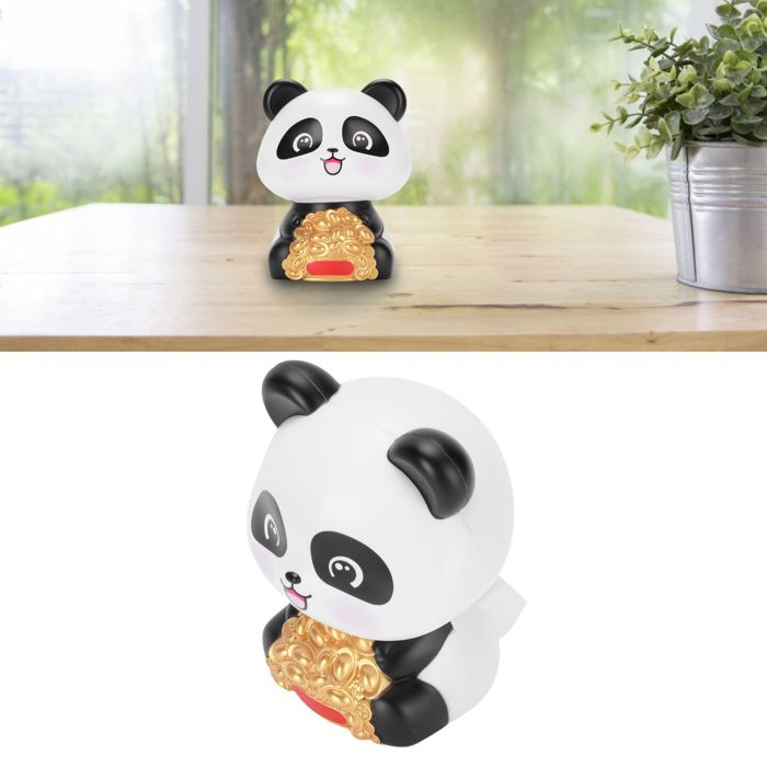 MEEVINWH Figurine de panda qui hoche la tête à l'énergie solaire en ABS - Capteur de lumière - Adorable panda souriant - Décoration pour la maison, cadeau de pendaison de crémaillère