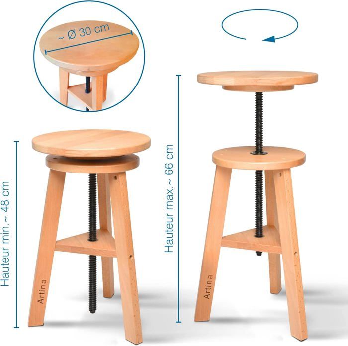 Tabouret Métal Réglable En Hauteur RALF (lot De 2) | Tabourets De Bar