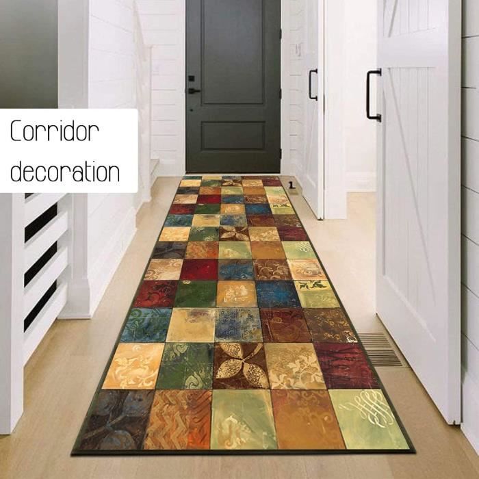 Tapis De Couloir Au Metre Long Lavable Antiderapant Moderne Motifs Géométriques Tapis Berbere