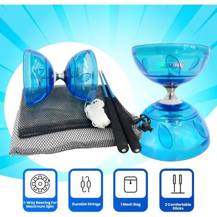 Jonglerie Enfants Diabolo Lumineux Avec Roulement à Billes - Set Jonglerie LED 4 Couleurs, 2 Baguettes, Corde - Pour Enfants Et Débutants Diabolo Pro Jonglerie Enfants Diabolo Lumineux Avec Roulement à Billes - Set Jonglerie LED 4 Couleurs, 2 Baguettes, Corde - Pour Enfants Et Débutants Diabolo Pro