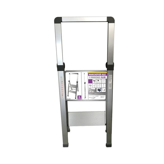 Escabeau Pliable 2 Marches - Charge 150 Kg, Marches Antidérapantes, Verrouillage Sécurité, Léger Et Stable Pour Maison/bureau