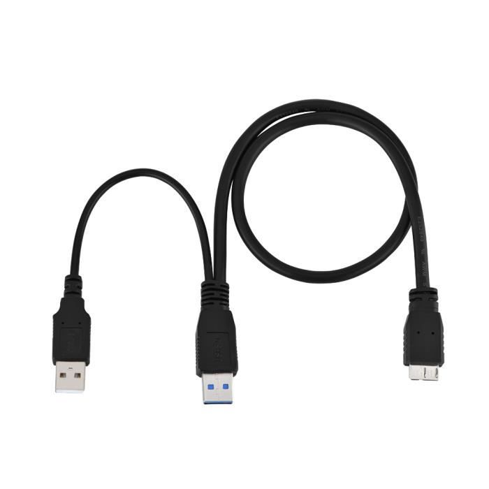 Câble USB 3.0 A mâle vers Micro B mâle avec alimentation - 50cm pour disque  dur externe mobile - Cdiscount Informatique