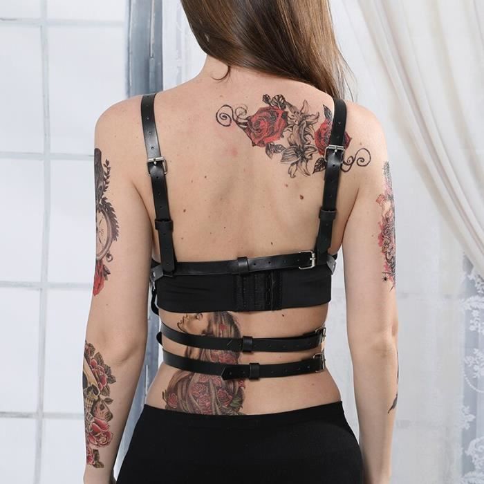 Bustier-corset,Jarretière en cuir élastique pour femme,anneau de cuisse