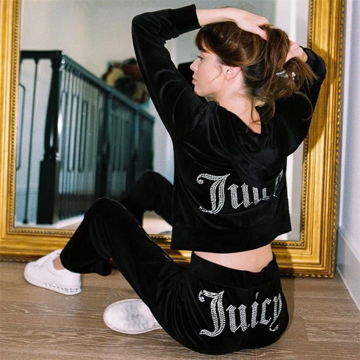 Survêtement Femme En Velours - Ensemble Sweat à Capuche Et Pantalon Jogging (2 Pièces) Pour Sport Ou Loisirs