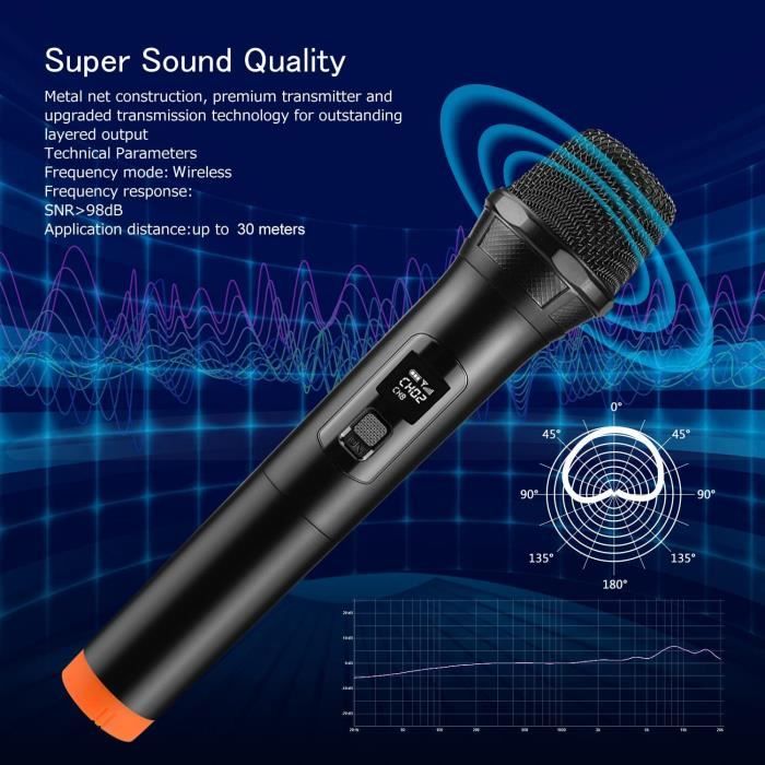 Microphone Sans Fil FerBuee Dual Professional Sans Fil Dynamic Mic