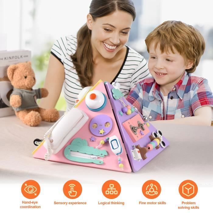 Clomnpe Busy Board Montessori 4 Couches - Tableau Sensoriel Activités Pour Enfants