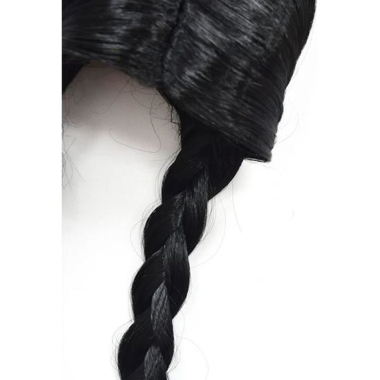 Perruque Wednesday Addams – Double Tresse Noire, En Fibre Résistante à La Chaleur, Ajustable, Pour Enfants Et Adultes