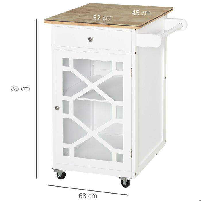 Desserte Roulante HOMCOM - Chariot De Cuisine 2 Niveaux 40x30x62cm - Acier Et Bois