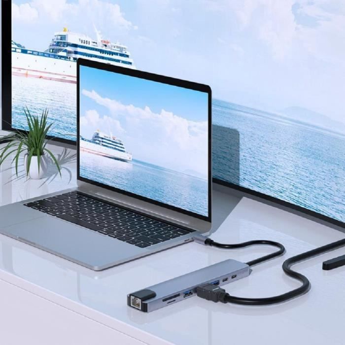 8 in 1 Station d'accueil USB Type C SD / Micro, port HDMI 4k pour  ordinateur portable, adaptateur pour Macbook