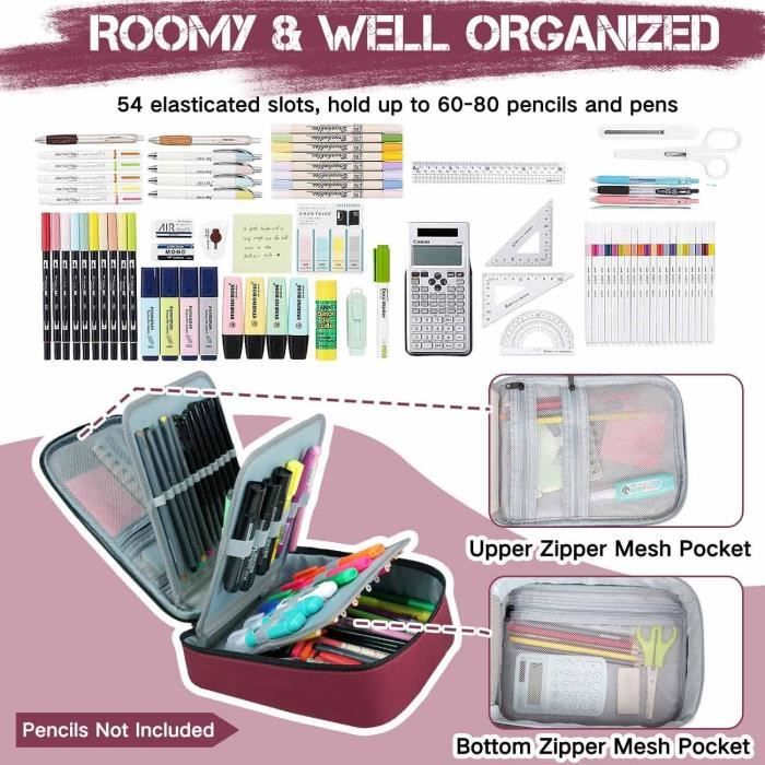 Lot De 4 Trousse Scolaires Transparentes - TPU Souple Et Étanche - 4 Couleurs
