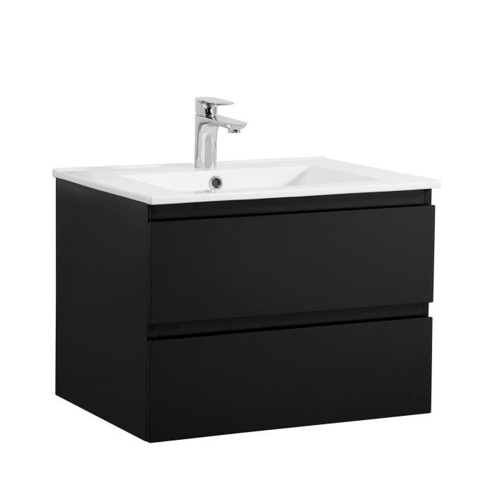 Meuble de salle de bain avec lavabo intégré, petit meuble de salle de bain  noir 60 cm Brianza