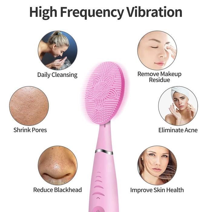 Brosse Nettoyante Visage électrique étanche - 2 Vitesses - Rechargeable - Pour Tous Types De Peau