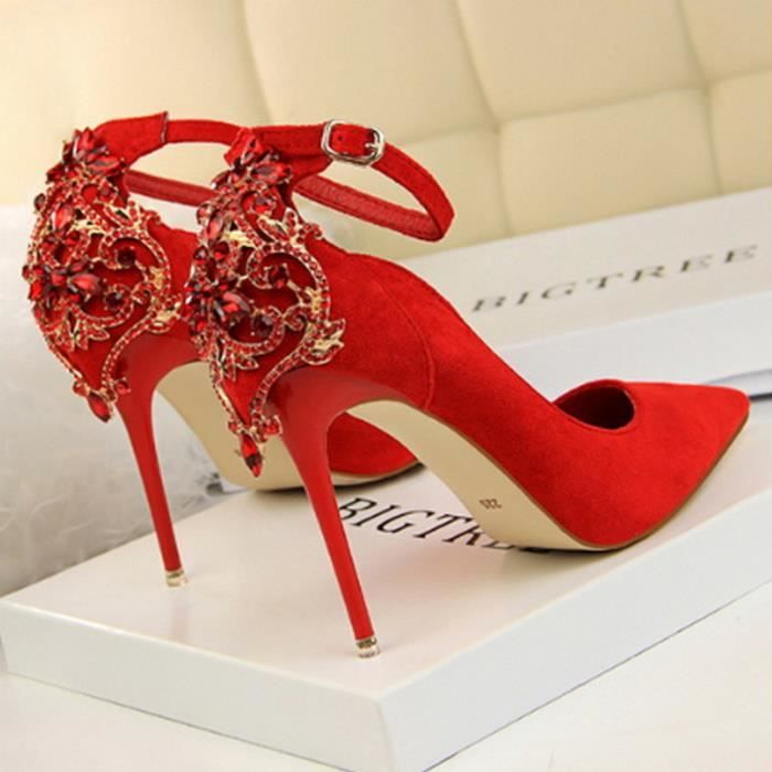 Escarpin rouge daim clearance