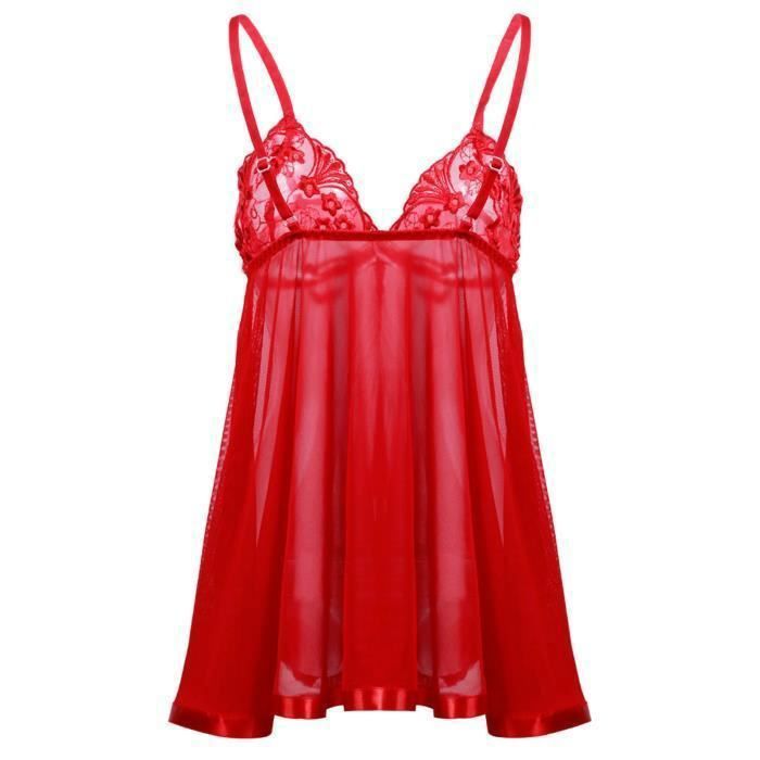 Nuisette Sexy Plus Size Lingerie Dentelle Bow de nuit de nuit de