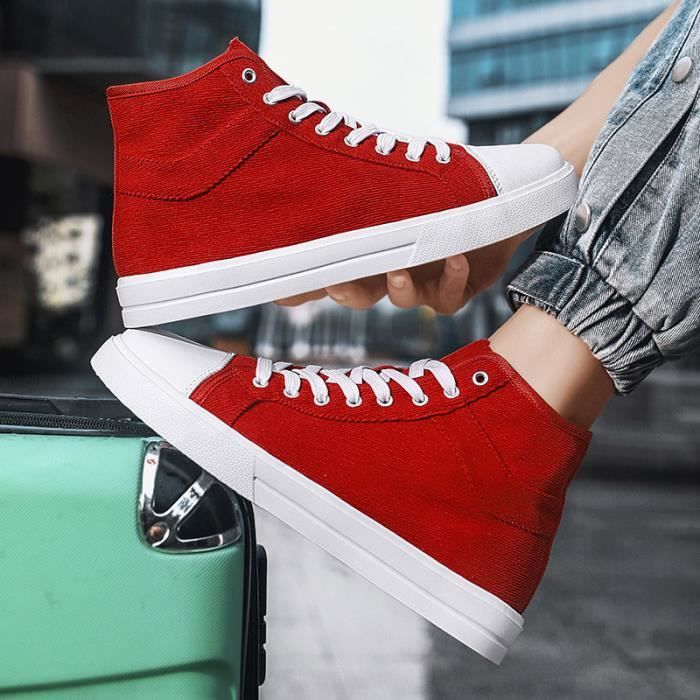 Chaussure Montantes Homme CANVAS Rouge Canvas Lacets