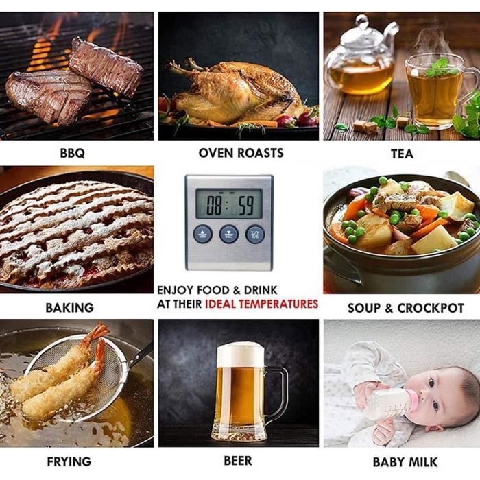 2 Pièces Thermomètre De Cuisine Numérique Avec Sonde Longue 15cm - Précis Pour Grill, Viande, Lait Et Cuisson (-50°C à +300°C)