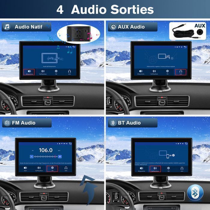 Autoradio 7" écran Tactile HD Avec CarPlay Sans Fil & Android Auto - Compatible IOS/Android, Bluetooth, GPS, Aide Au Stationnement (caméra En Option) - 8