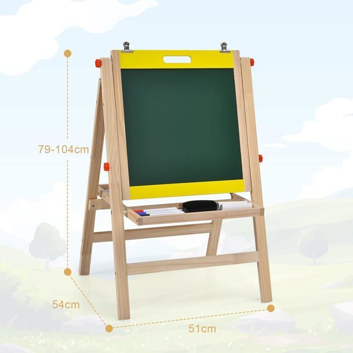 Chevalet d'art réglable debout 3 en 1 avec accessoires pour les enfants