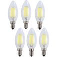 6X E14 Forme Bougie LED 4W Filament Ampoule LED Lampe Blanc Froid 6500k Flame Tip Bright Lampe 400LM Non Dimmable AC220-240V-0