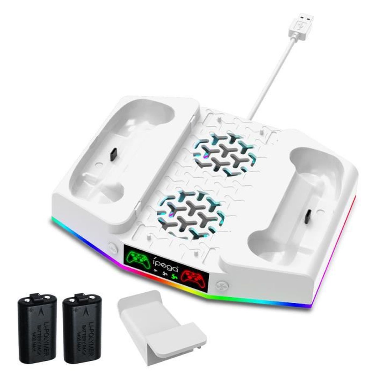 Ventilateur Refroidissement PS5 Pro / Slim - 3 Ventilateurs, RGB, Ports USB - Silencieux, Pour édition Disc Et Digital