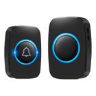 HAUTSTORE Sonnette sans fil extérieur étanche,300M,Kit de Carillon avec Récepteurs Enfichables,60 Mélodies au 5 Niveaux Volumes,Noir