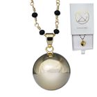 IRREVERSIBLE BIJOUX Bola de grossesse or lisse avec chaîne - CHARLOTTE (Chaine perlée/cristal noir) - plaquée or - coffret cadeau femme enceinte
