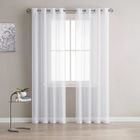 KEXIMIXUE 2 Panneaux Rideaux Voilages Tissu Polyester Doux Semi-Transparent Voilage de Fenêtre pour Salon Tige de Poche 140x225cm Blanc