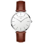 Montre Femme - RMEGA - Chic - Quartz - Etanche 50m - Bracelet Cuir Marron - Cadran Blanc