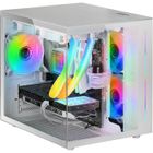 SANAG Mars Gaming Mc-View Blanc, Boîtier Mini-Tour Gaming Micro-Atx, Verre Trempé 90°Sans Cadre, Structure Modulaire Double Chambr[J1018]