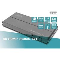 DIGITUS Commutateur HDMI 4K,4x1 4K / 60 Hz,18 Gbit/s,HDR,HDCP 2.2,CEC - Noir