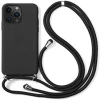 Coque Bandoulière Réglable Pour iPhone 13 Pro (6.1") Noir Couleur Unie Mince Protection Silicone Souple