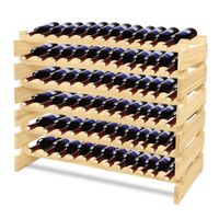 HENGMEI Casier à vin casier à Bouteilles de vin en bois pour 72 bouteilles, 6 niveaux d'étagères en pin Stockage, 87×28×118cm
