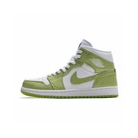Chaussures de basket Nike Air Jordan 1 Mid SE V2 - Green Python - Serpent durable et antidérapant - Blanc