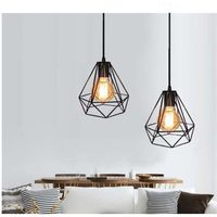 Lustre Suspension Industriel Vintage En Fer E27 Abat-Jour En Forme Diamant 25cm Lampe De Plafond Pour Chambre Porche Couloir Or Rose | Leroy Merlin