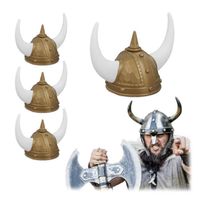 Lot de 4 casques de viking - RELAXDAYS - Accessoire de déguisement - Blanc et doré