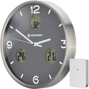 noir Bresser MyTime Horloge murale m/ét/éo Jumbo LCD