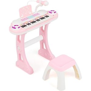 Cadeau Enfant Piano Électronique Enfant 37 Touches Rose - Avec Microphone Et Tabouret Piano Fille