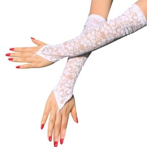 Style punk gothique Aeromdale Paire de gants en résille creux pour fille Blanc Danse disco Gants d'été complets 