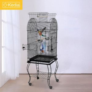 VOLIÈRE - CAGE OISEAU KEDIA. Cage Oiseaux, Portable sur roulettes Détachable pour Perruche Perroquet Canari 59 x 59 x 150 cm