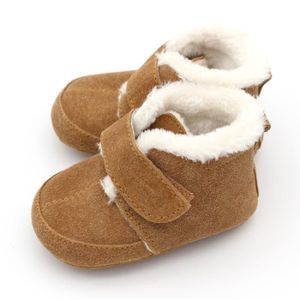 CHAUSSON - PANTOUFLE Chaussons Cuir Souple Chaussures premiers pas Bébé Mixte Doublee Polaire - Cafe