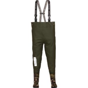 WADERS - COMBI PÊCHE 3Kamido Enfant Cuissardes de pêche 20-35 EU, Taille Ajustable, Bretelles durables, Waders, Bottes de pêche Moro - Camouflage / vert