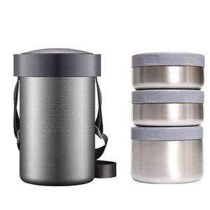 Bo/îte /à lunch isotherme /à vide Bo/îte /à lunch isotherme /à bento Bo/îte /à lunch isotherme en acier inoxydable avec maintien au chaud pendant 8 heures avec cuill/ère pliante de 1,6 L par AumoToo Argen