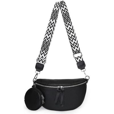 Sac à bandoulière Femme Noir Cuir PU Zippée