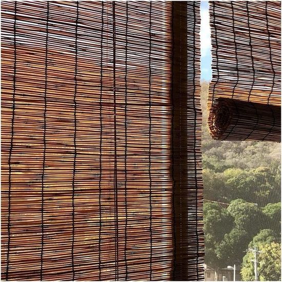 Rideau Roseau Naturel, Store Occultant, Stores Enrouleurs, Tissés à la Main, avec Lifter