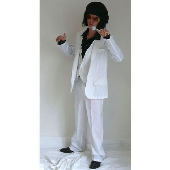 Costume adulte luxe homme déguisement Elvis Presley - Blanc - 100% Polyester - Pantalon, veste et gilet