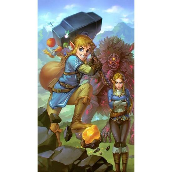 Kit De Peinture Diamant 5D Zelda - 40x50 Cm - Toile HD, Diamants, Stylo - Activité DIY Parent-Enfant, Décoration Maison - 8