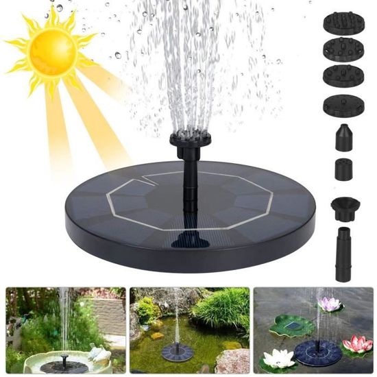 Yiida - Fontaine Solaire Extérieure Avec Lumières LED - 6 Buses - Pour Bassin, Jardin Ou Aquarium - Étanche