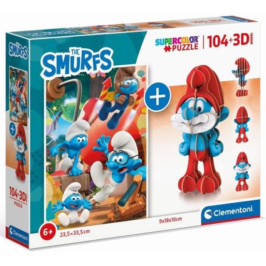 Clementoni Puzzle Puffi Supercolor 3x48 Pezzi, 3 Puzzle Da 48 Pezzi, Made In Italy, Per Bambini 4+ Anni