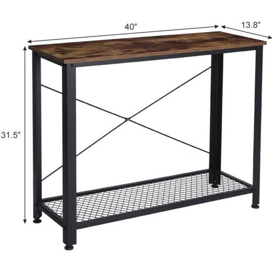 Table console vintage table console de manière d'entrée avec tige fixe cadre en métal robuste pour couloir HB010 -VQU