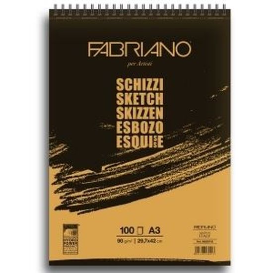 FABRIANO SCHIZZI Bloc Spirale Haut, Papier, Blanc, 14,8 X 21 Cm